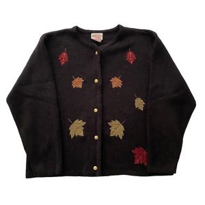 fall leaves button up cardigan